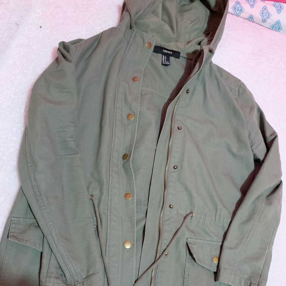 Army green long jacket